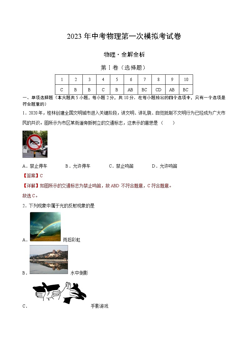 物理(广东深圳卷)(全解全析)第1页