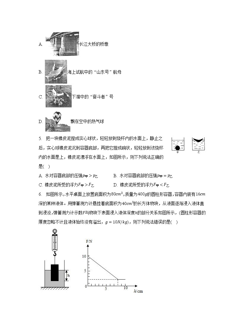 人教版初中物理八年级下册第十单元《浮力》单元测试卷（含答案解析）（困难）02