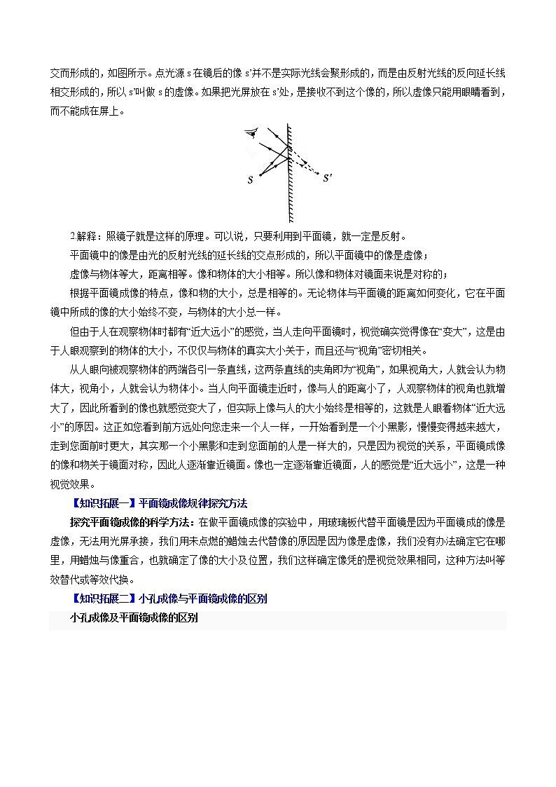 2022年初中物理同步 8年級(jí)上冊(cè) 第15課 平面鏡成像(教師版含解析)第2頁