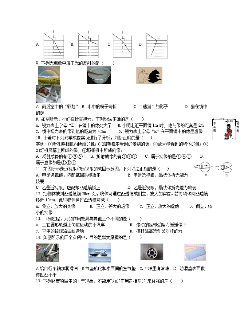 2022-2023学年湖南省邵阳市八年级下册物理期末专项突破模拟试卷(含解析)第2页