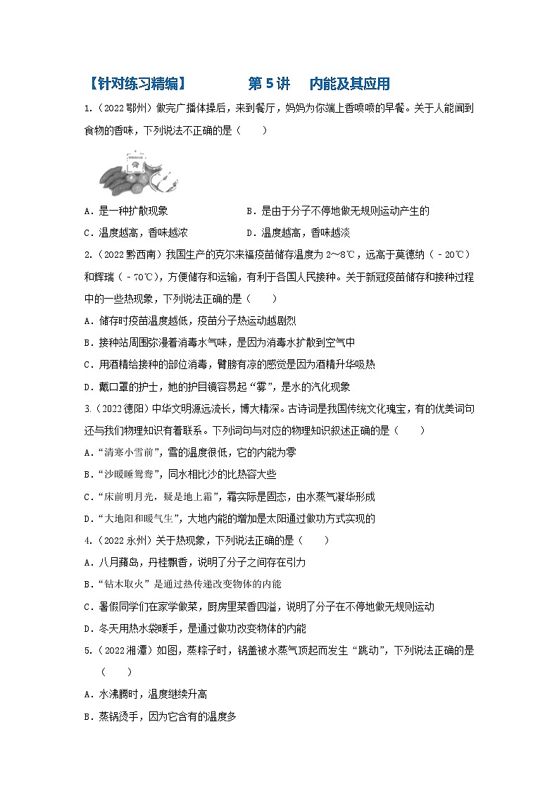 第5讲 内能及其应用(针对练习精编)第1页