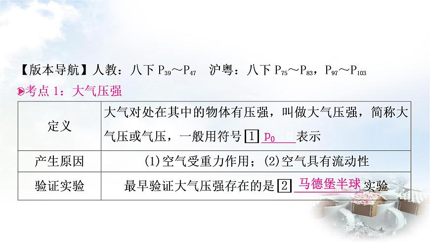 中考物理復習第9講壓強第3課時大氣壓強流體壓強與流速的關(guān)系教學課件第3頁