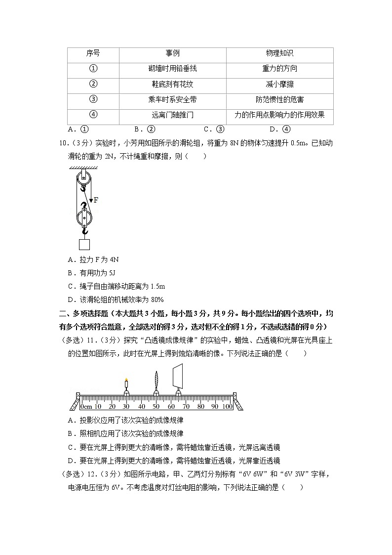 2022年天津市中考物理真题03