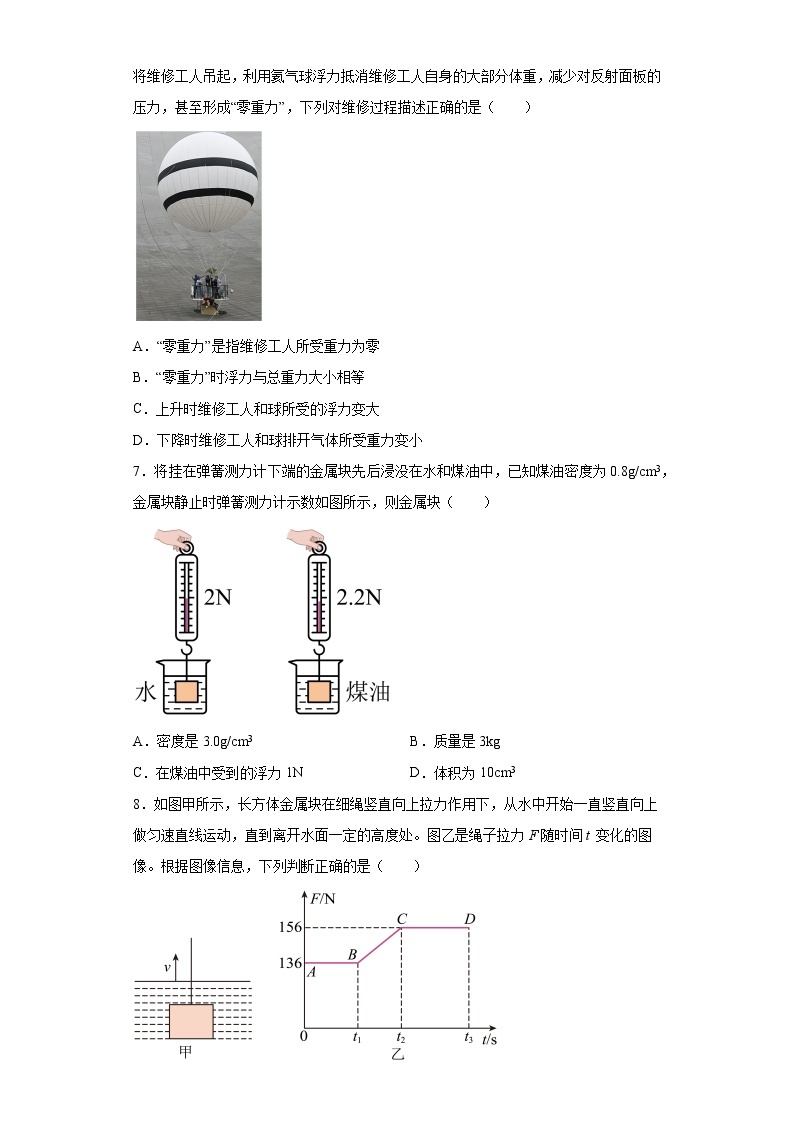 48阿基米德原理（选择题-压轴题）-2022-2023学年沪科版物理八年级下学期期中复习03