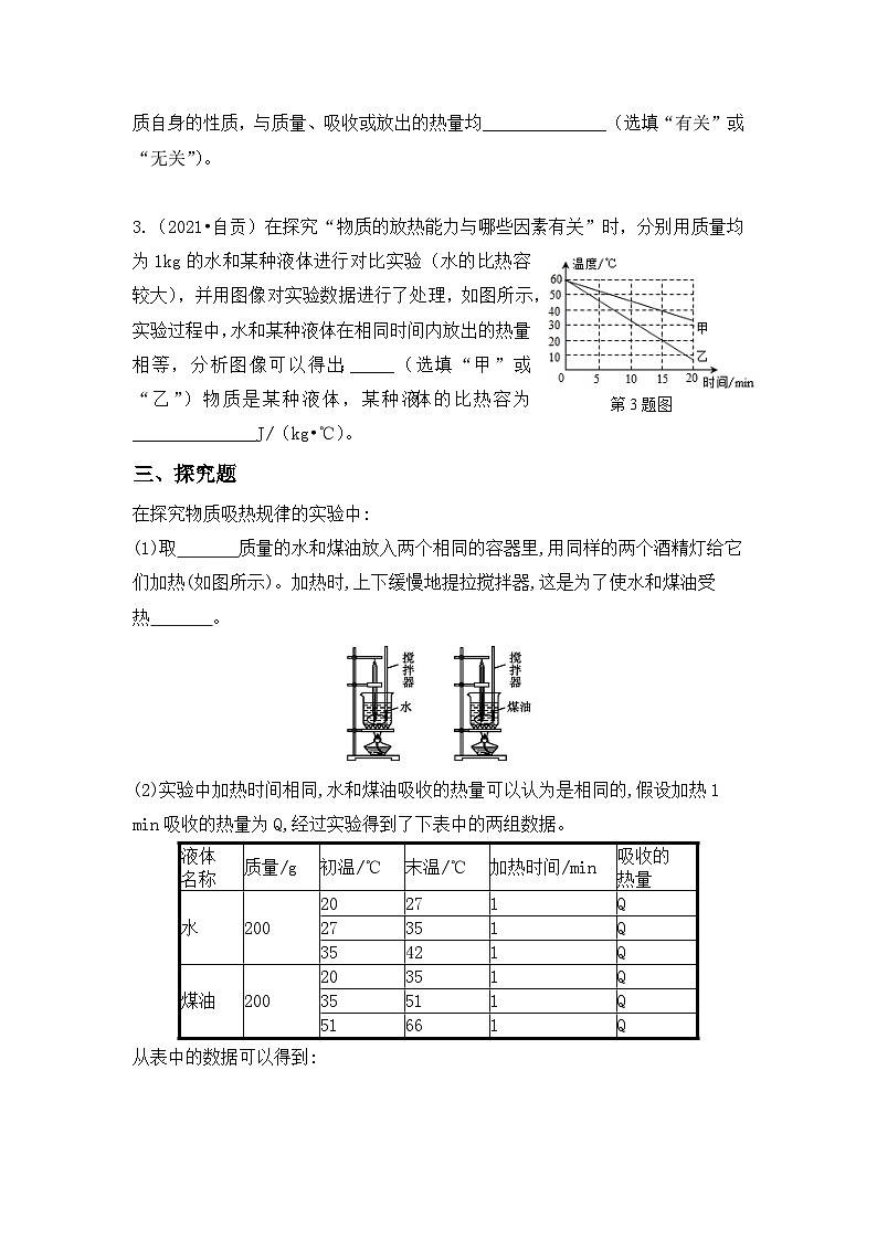 人教版九年級(jí)全冊(cè) 第十三章 第3節(jié)《比熱容》分層練習(xí)第3頁(yè)