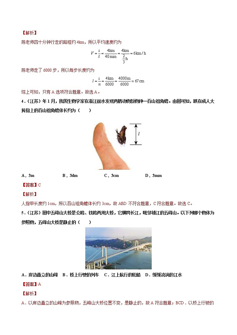 中考物理二轮复习强化训练专题1 机械运动(教师版)第2页