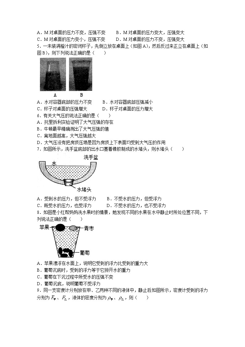 山东省济宁市金乡县2022-2023学年八年级下学期期中物理试题第2页