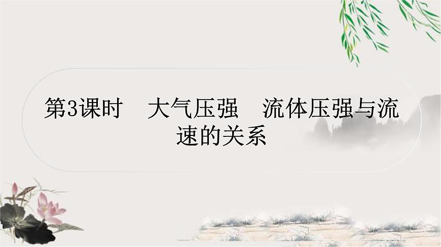 中考物理復(fù)習(xí)第9講壓強第3課時大氣壓強流體壓強與流速的關(guān)系作業(yè)課件第1頁