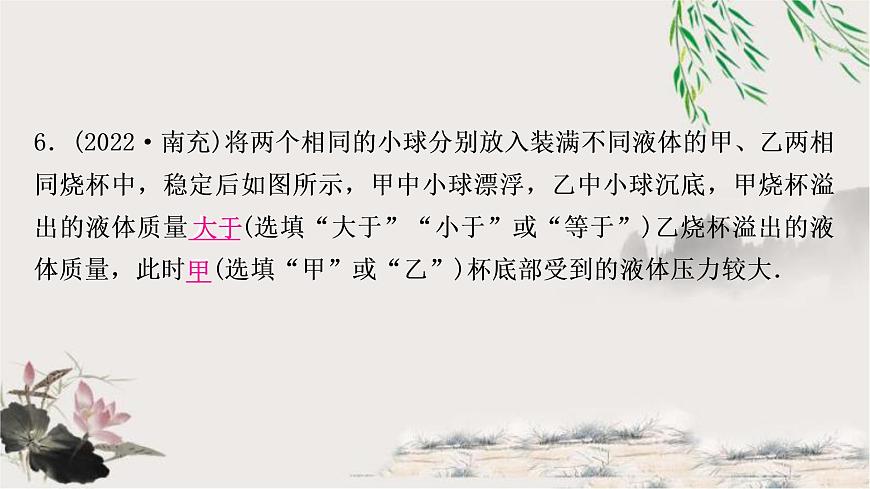 中考物理復(fù)習(xí)第10講浮力第2課時物體的浮沉條件及應(yīng)用作業(yè)課件第7頁