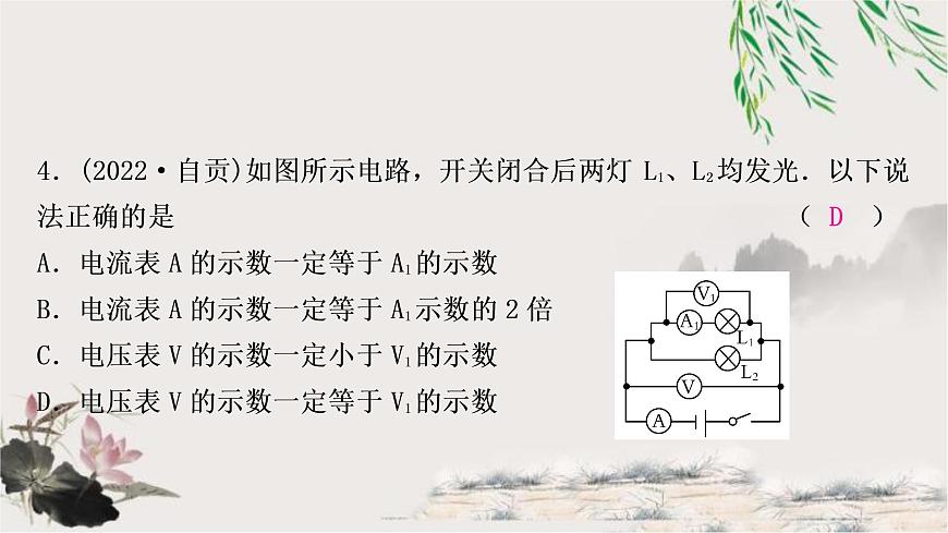 中考物理復(fù)習(xí)第13講電流、電路、電壓和電阻作業(yè)課件第7頁