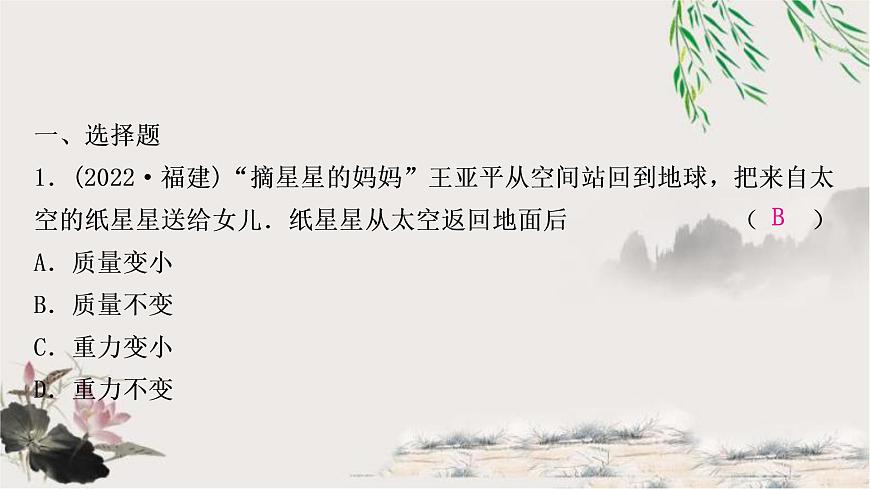 中考物理復(fù)習(xí)第7講質(zhì)量與密度作業(yè)課件第2頁