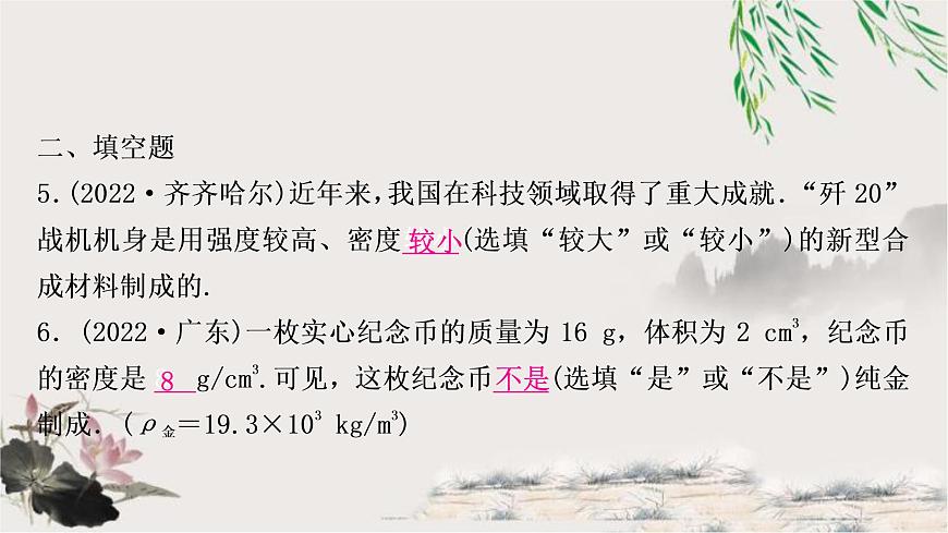 中考物理復(fù)習(xí)第7講質(zhì)量與密度作業(yè)課件第6頁