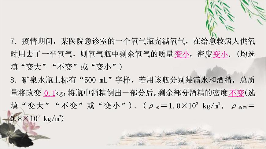 中考物理復(fù)習(xí)第7講質(zhì)量與密度作業(yè)課件第7頁