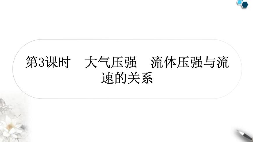 中考物理復(fù)習(xí)第9講壓強(qiáng)第3課時(shí)大氣壓強(qiáng)流體壓強(qiáng)與流速的關(guān)系作業(yè)課件第1頁(yè)