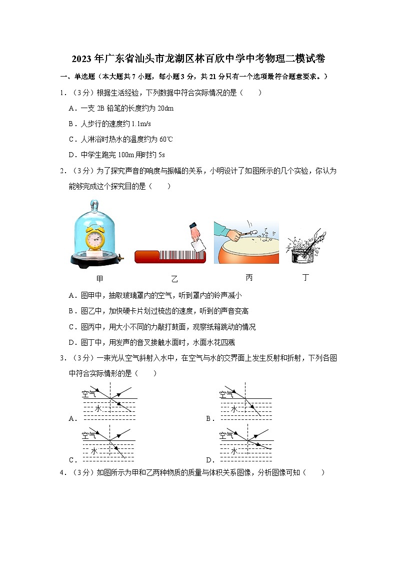 2023年广东省汕头市龙湖区林百欣中学中考物理二模试卷第1页
