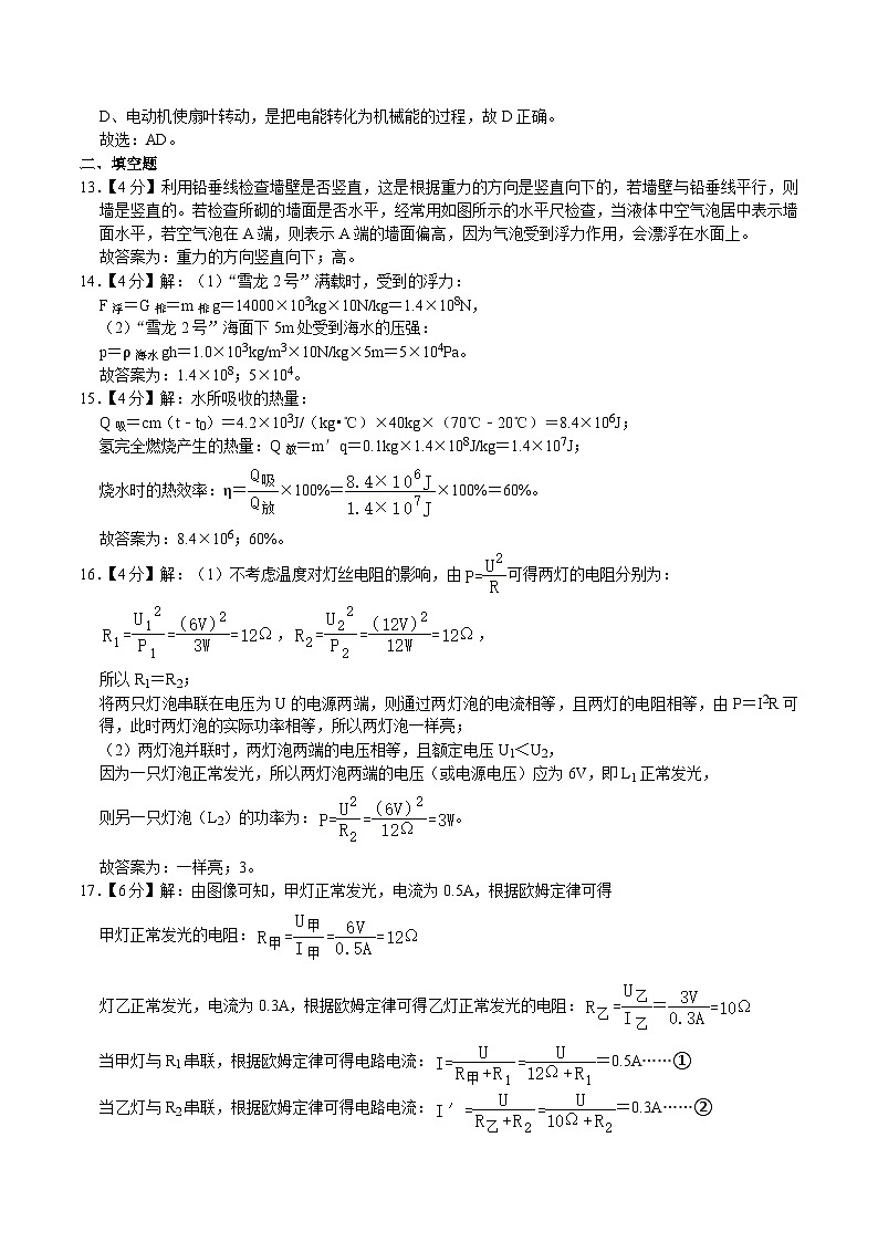 物理(湖南长沙卷)(参考答案)(需要分值)第3页