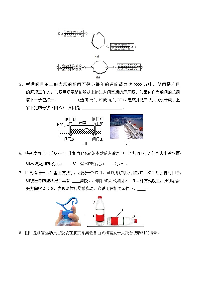 物理人教版8年级下册题型专练02 填空、作图题03