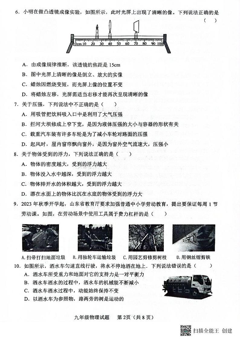 2023年山东省临沂市临沭县中考二模物理试题02