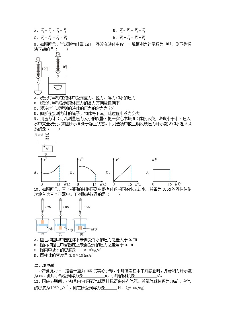 人教版物理八年级下册 10.2 阿基米德原理 同步练习第2页