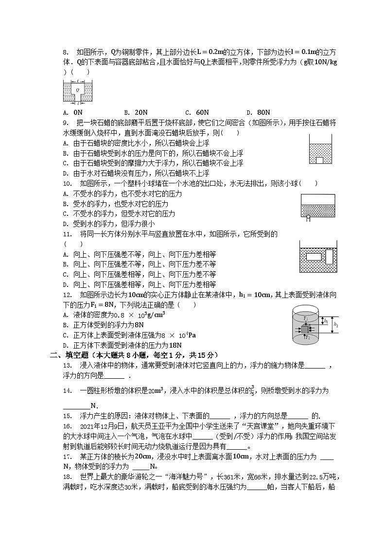 10.1 浮力 同步练习 八年级下册物理人教版第2页