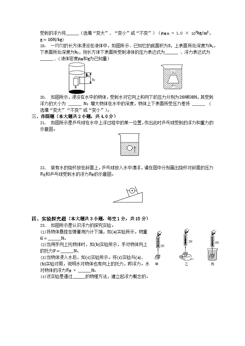 10.1 浮力 同步练习 八年级下册物理人教版第3页