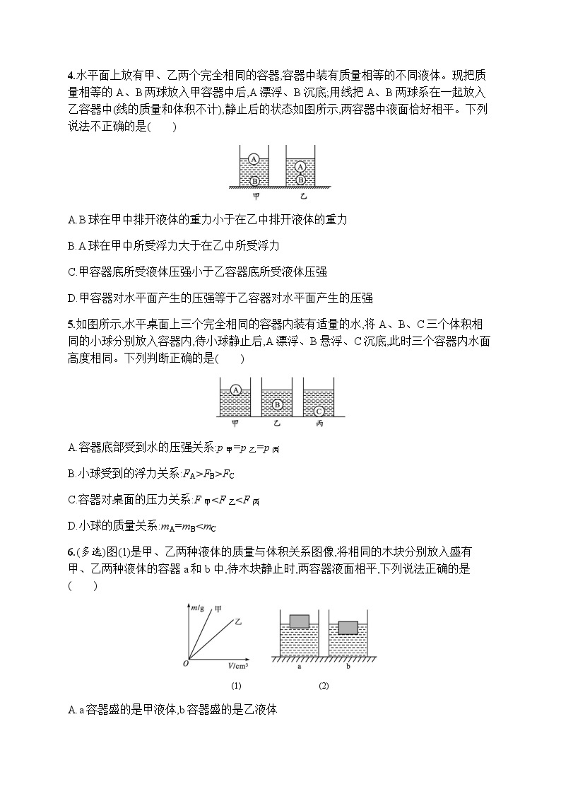 人教版初中物理八年级下册专项训练5密度、压强、浮力的综合练习含答案02