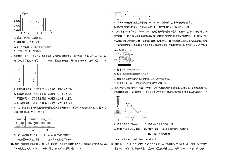 物理02卷(苏科版八年级下学)2022-2023学年八年级下学期期末模拟卷(考试版)A3第2页