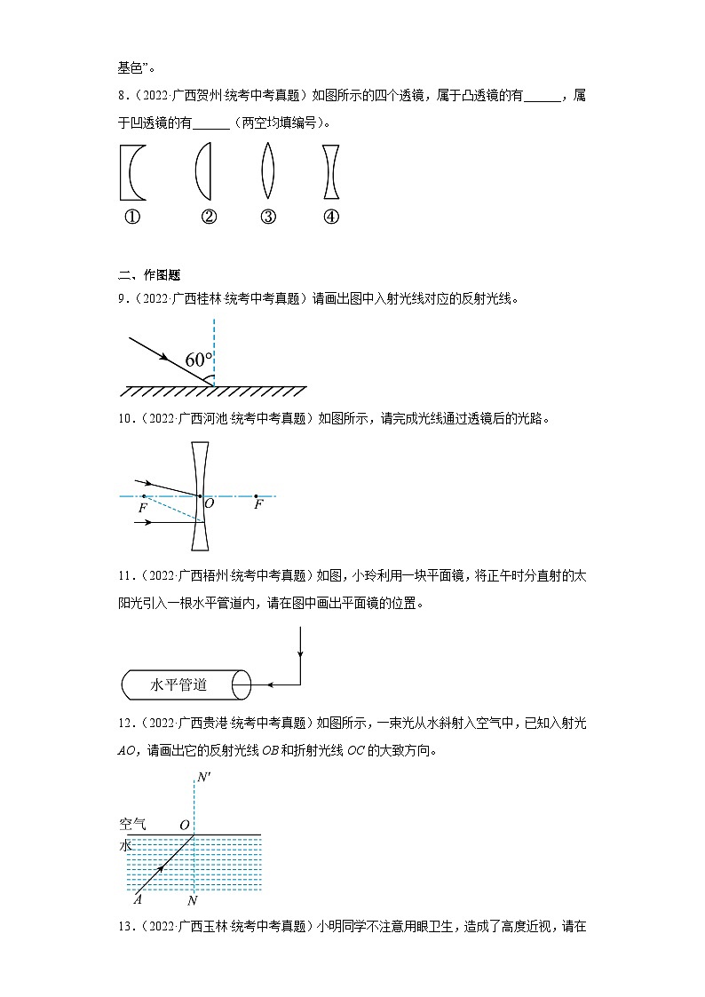 广西各地市2022年中考物理真题分项汇编-15光学(填空题、作图题)第2页
