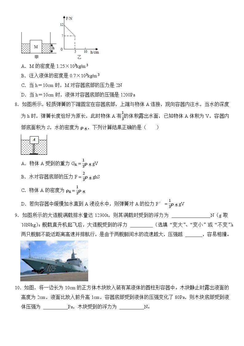 【期末专项突破】2022-2023学年人教版八年级物理下册期末难点题型专项练习：专题14 压强与浮力综合（原卷版+解析版）03