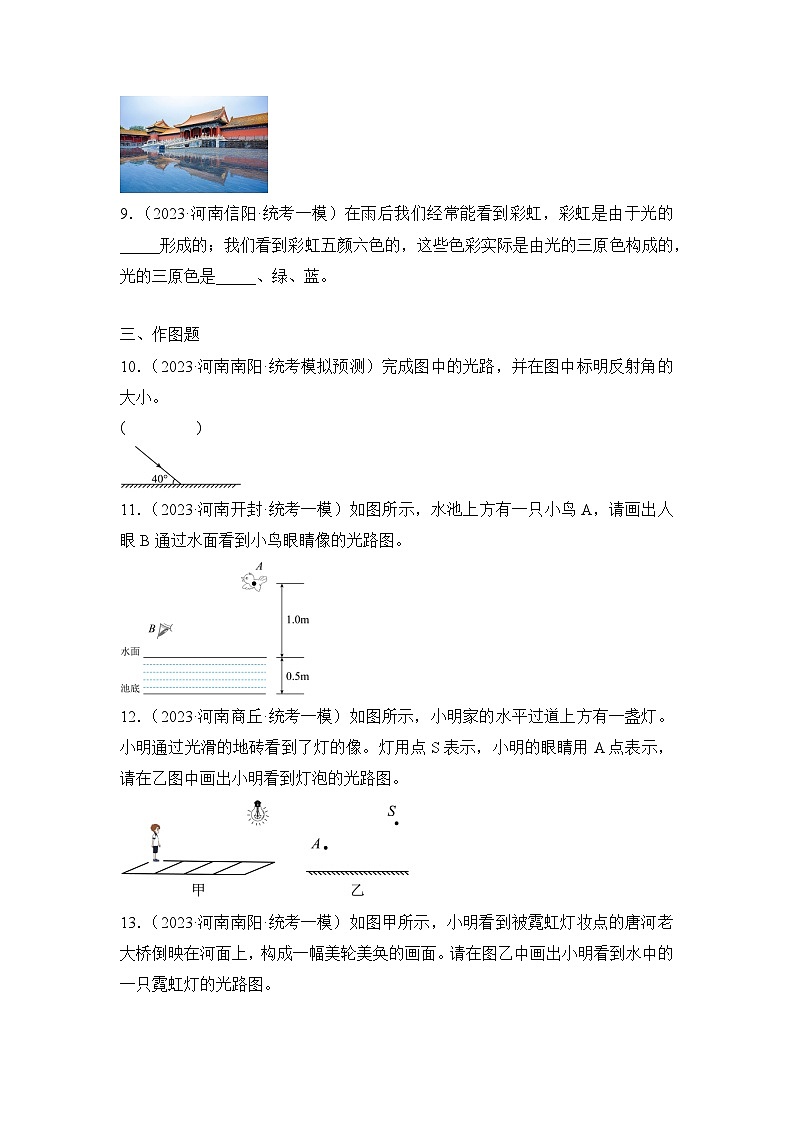 专题02 光现象——2023年河南省中考物理模拟题分项选编第3页