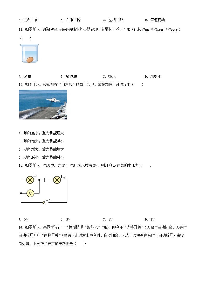 精品解析：2022年广西玉林市中考物理试题（原卷版）03