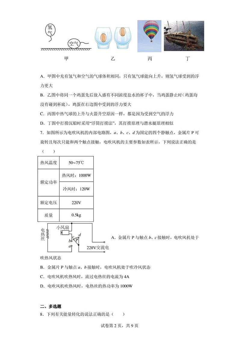 2023年广东省深圳市盐田区中考二模物理试题(含答案)02