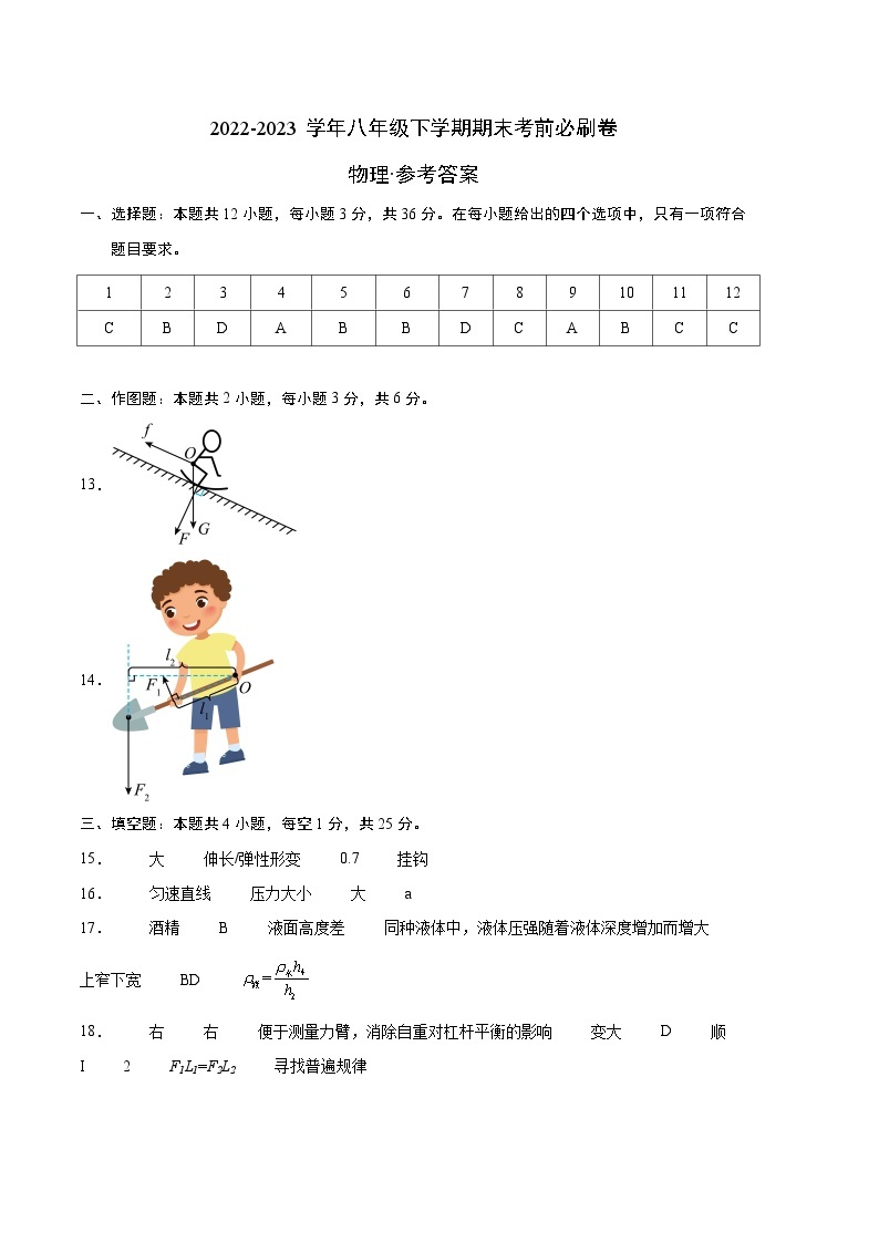 物理02卷（广东深圳专用）：2022-2023学年八年级下学期期末考前必刷卷01