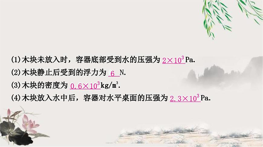 人教版中考物理復(fù)習(xí)專題2密度、壓強(qiáng)、浮力的綜合計(jì)算教學(xué)課件第3頁