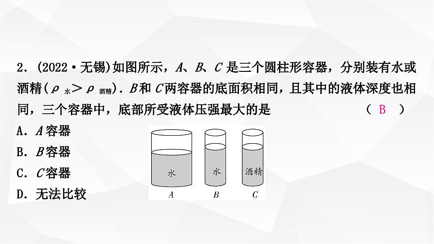人教版中考物理復(fù)習(xí)第9講壓強(qiáng)第2課時(shí)液體壓強(qiáng)作業(yè)課件第3頁