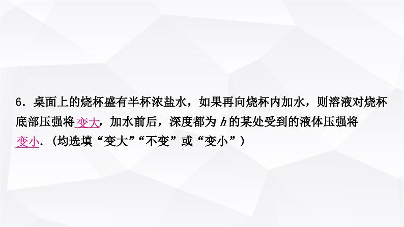 人教版中考物理复习第9讲压强第2课时液体压强作业课件07