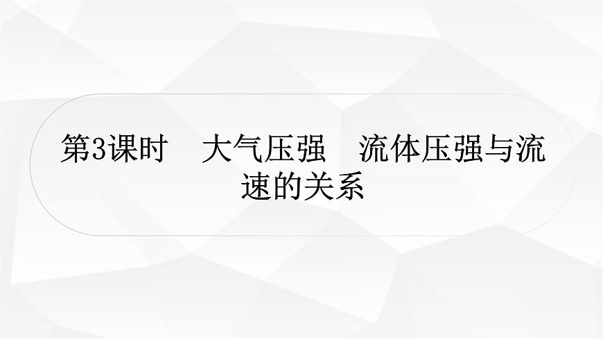 人教版中考物理復(fù)習(xí)第9講壓強第3課時大氣壓強流體壓強與流速的關(guān)系作業(yè)課件第1頁