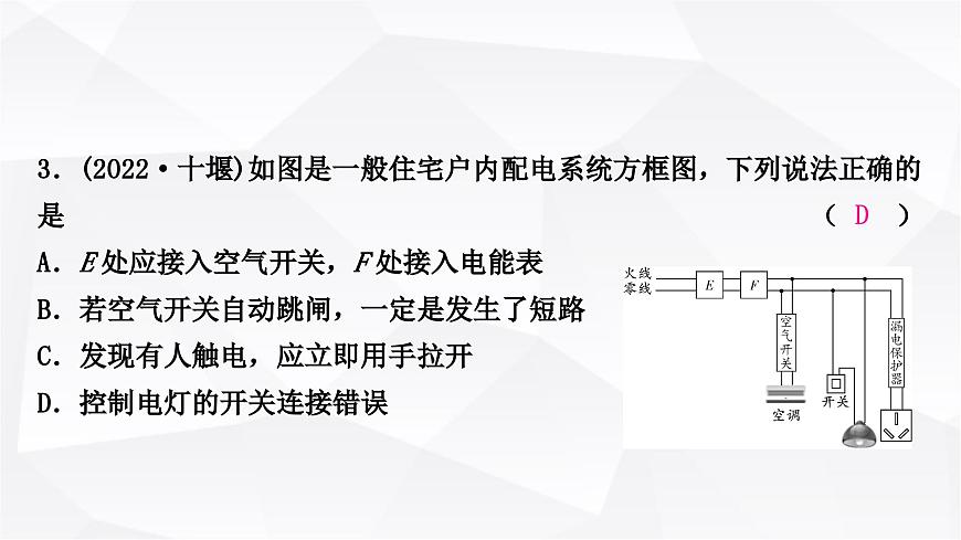 人教版中考物理復(fù)習(xí)第17講生活用電作業(yè)課件第4頁