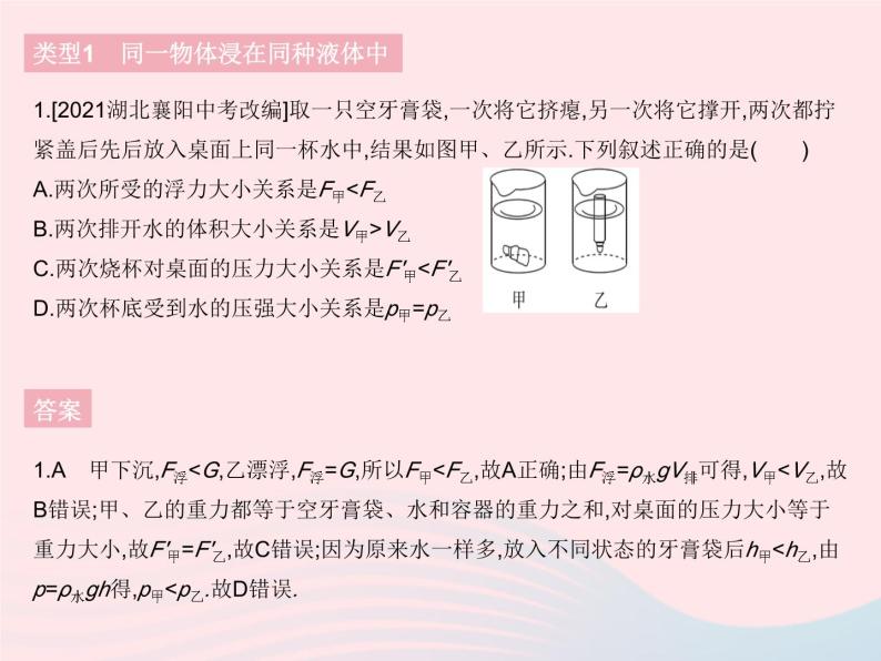 2023八年级物理下册第十章浮力专项浮力的定性分析作业课件新版新人教版03