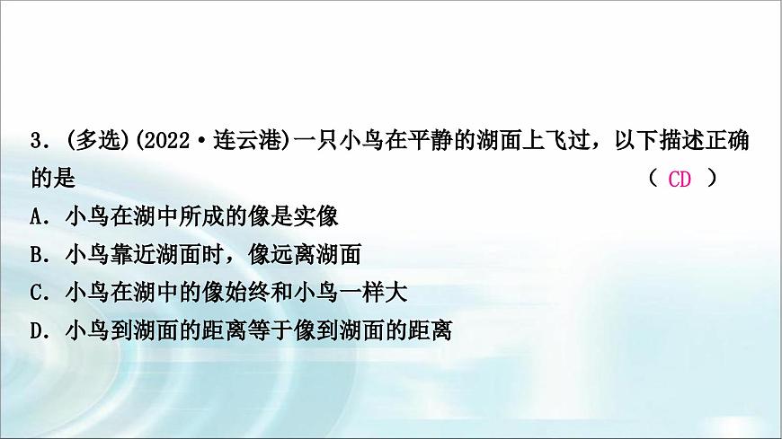 中考物理復(fù)習(xí)第2講光現(xiàn)象作業(yè)課件第4頁(yè)