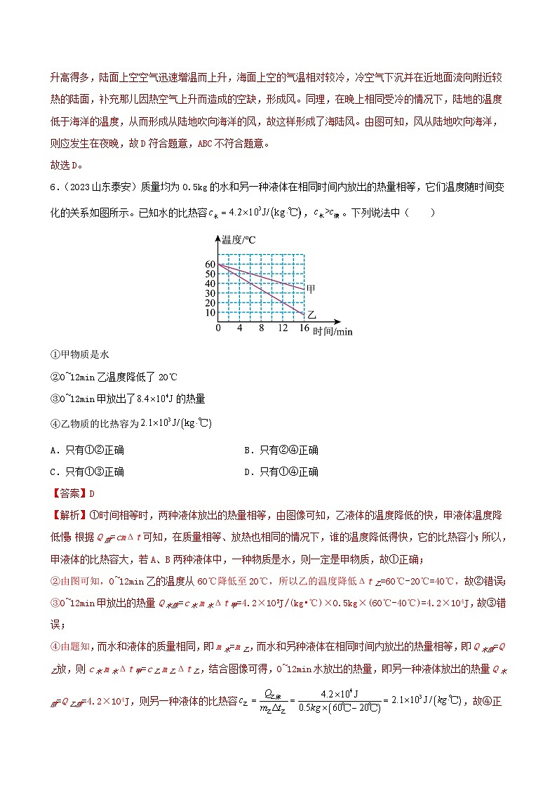 2023年中考物理真题分类汇编——专题05 内能及内能的应用(全国通用)03