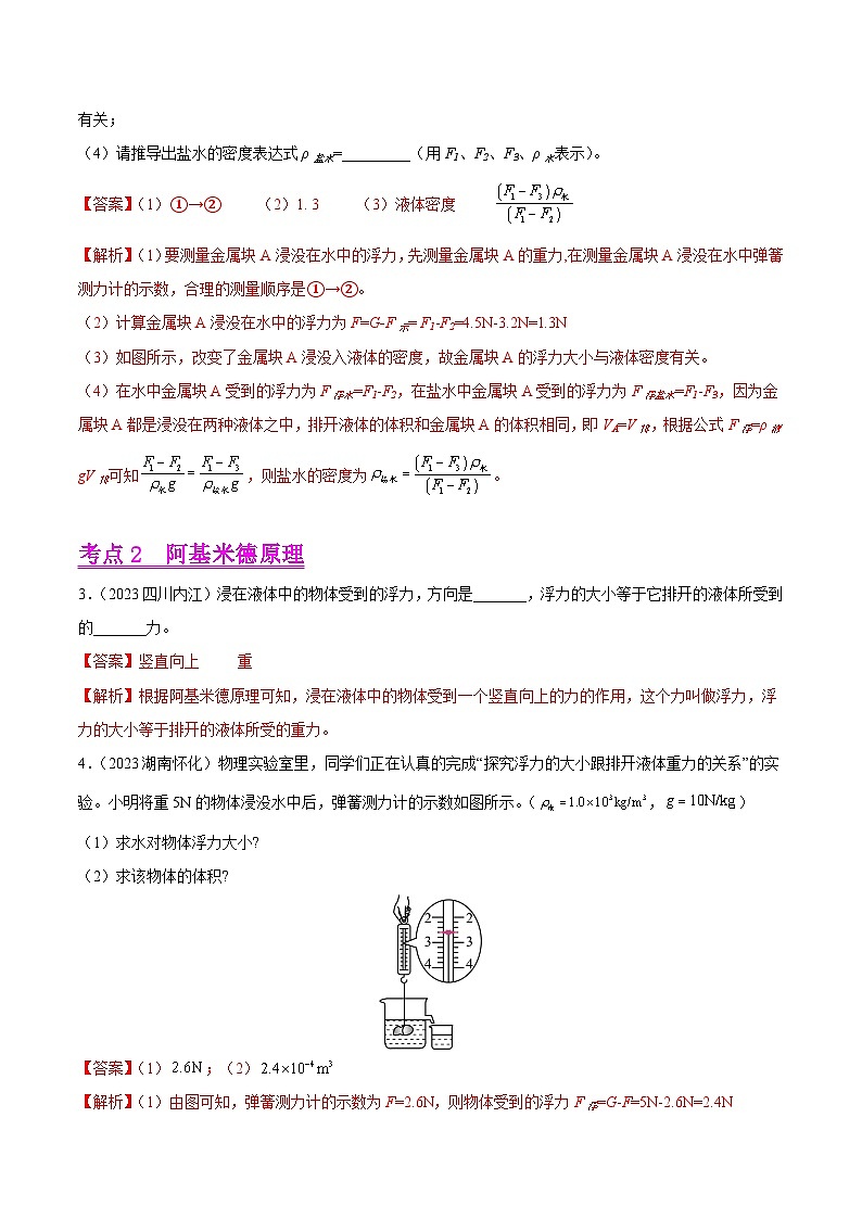 2023年中考物理真题分类汇编——专题09 浮力及其应用(全国通用)02