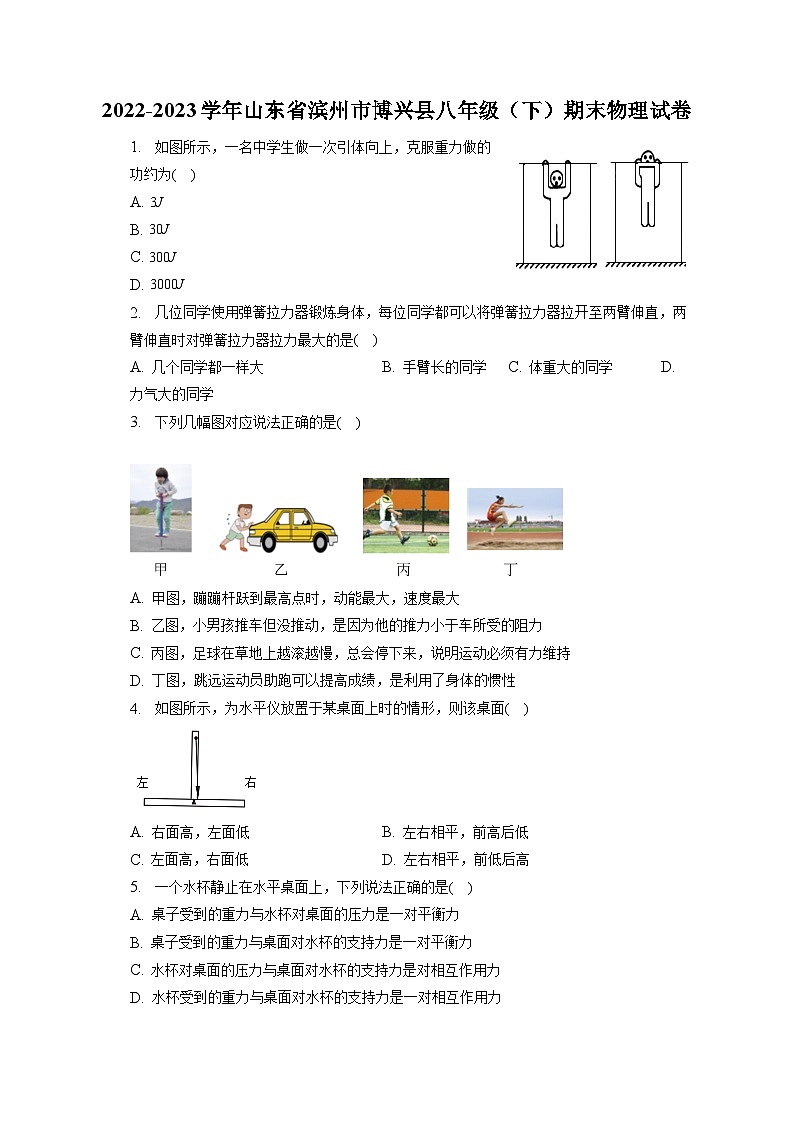 山东省滨州市博兴县2022-2023学年八年级下学期期末物理试卷(含答案)第1页