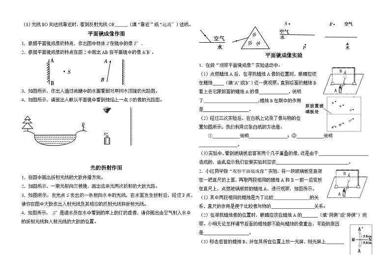 人教版物理八年级上册 第四章 光现象 光的反射作图专题(无答案)02