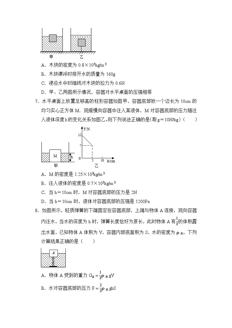八年级物理暑期专题14 压强与浮力综合(原卷版)-2022-2023学年八年级物理下册学优生期末复习难点题型专项突破(人教版)第3页