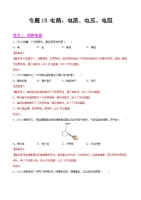 2023年中考物理真题分类汇编-专题13 电路、电流、电压、电阻