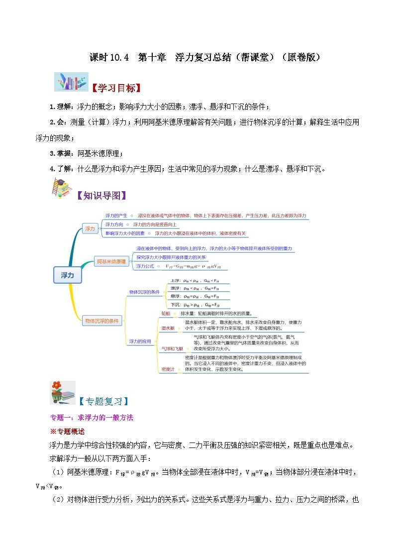 【同步讲义】人教版物理八年级下册-第十章 浮力 讲义01