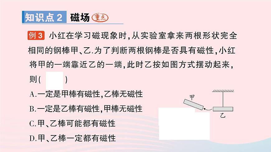 2023九年級物理全冊第十四章磁現(xiàn)象第一節(jié)簡單磁現(xiàn)象第二節(jié)磁場作業(yè)課件新版北師大版第6頁
