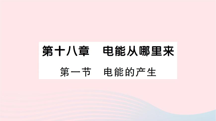 2023九年級物理全冊第十八章電能從哪里來第一節(jié)電能的產(chǎn)生作業(yè)課件新版滬科版第1頁