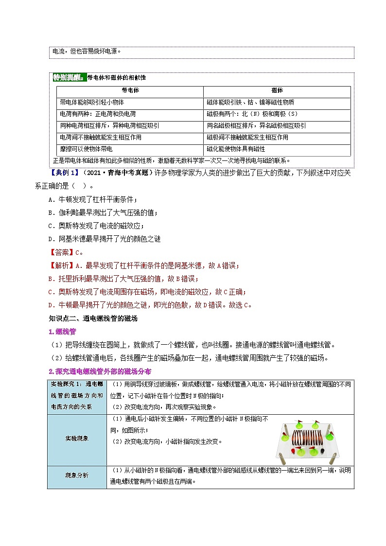 20.2 电生磁-九年级物理全册同步精品讲义+试卷(人教版)02